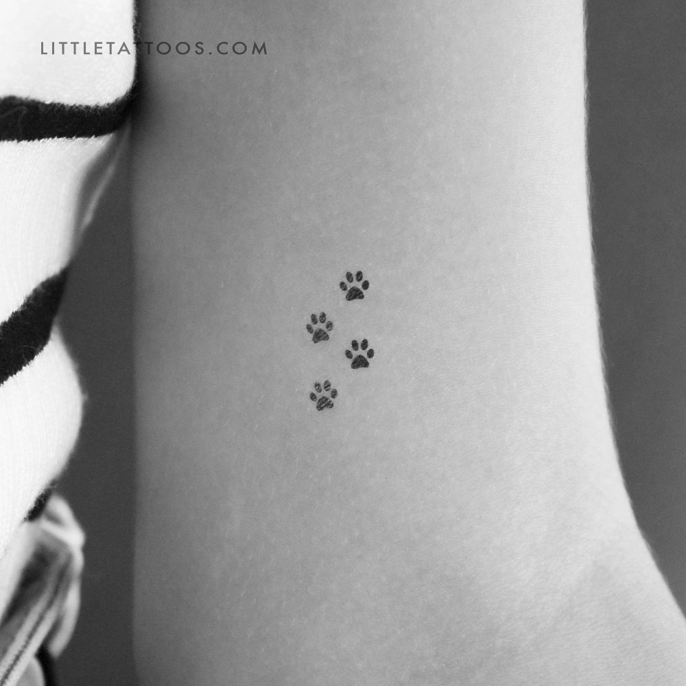Four Tiny Paws Temporary Tattoo - Set of 3