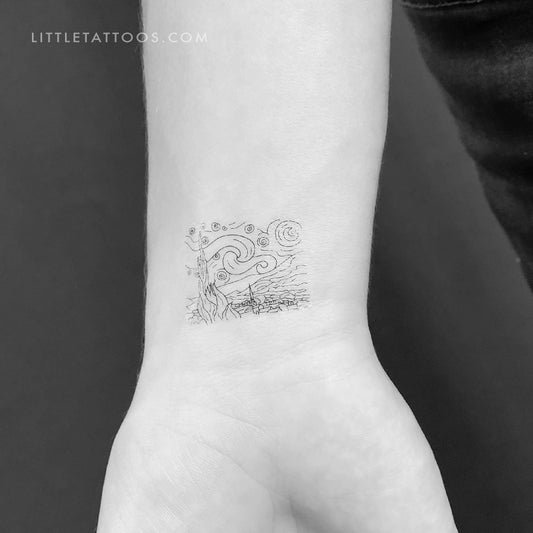 Tatuaje temporal de noche estrellada - Juego de 3