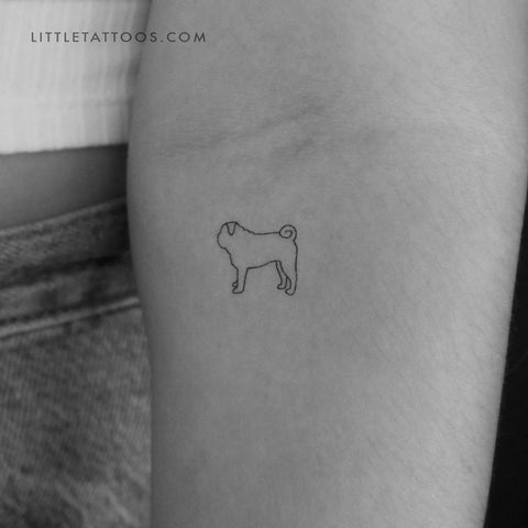 Pug Temporary Tattoo - Set of 3