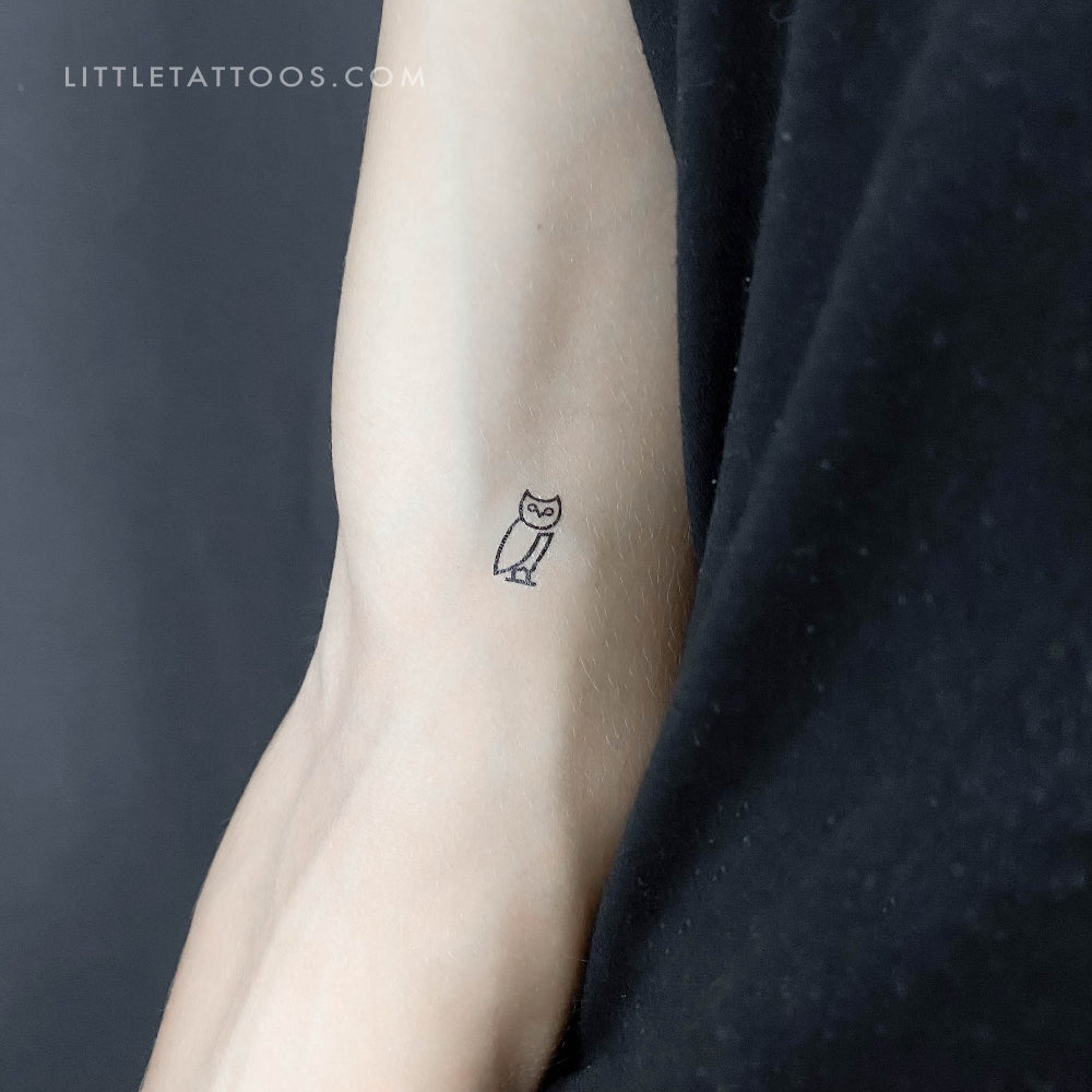 Tatuaje temporal minimalista de búho (juego de 3)