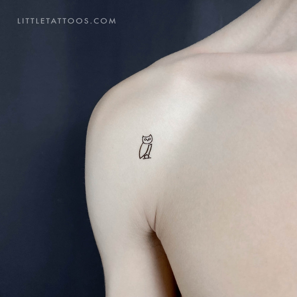 Tatuaje temporal minimalista de búho (juego de 3)