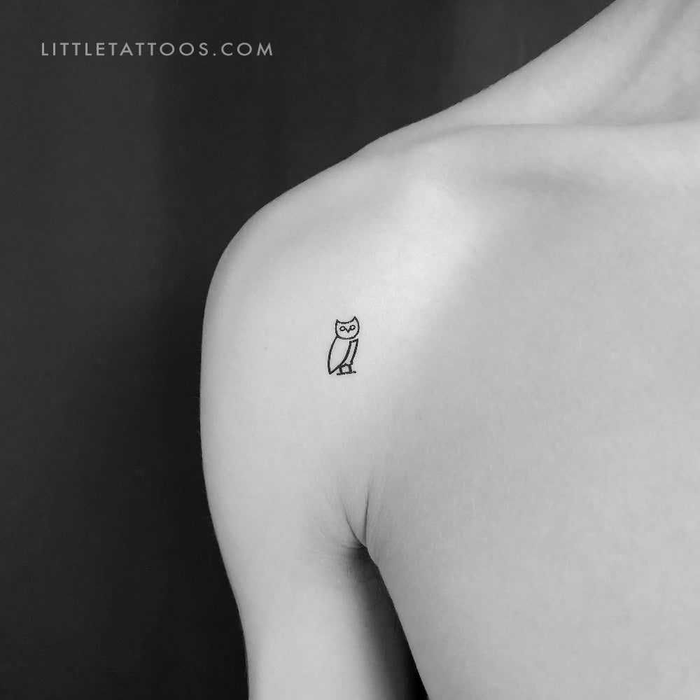 Tatuaje temporal minimalista de búho (juego de 3)