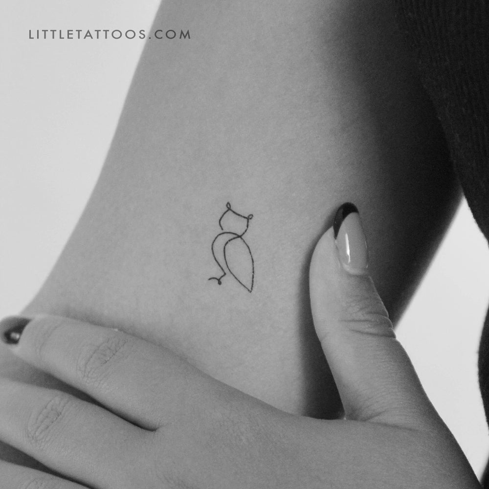 Single Line Owl Temporary Tattoo - Set of 3