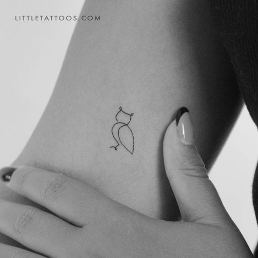 Tatuaje temporal de búho de una sola línea - Juego de 3
