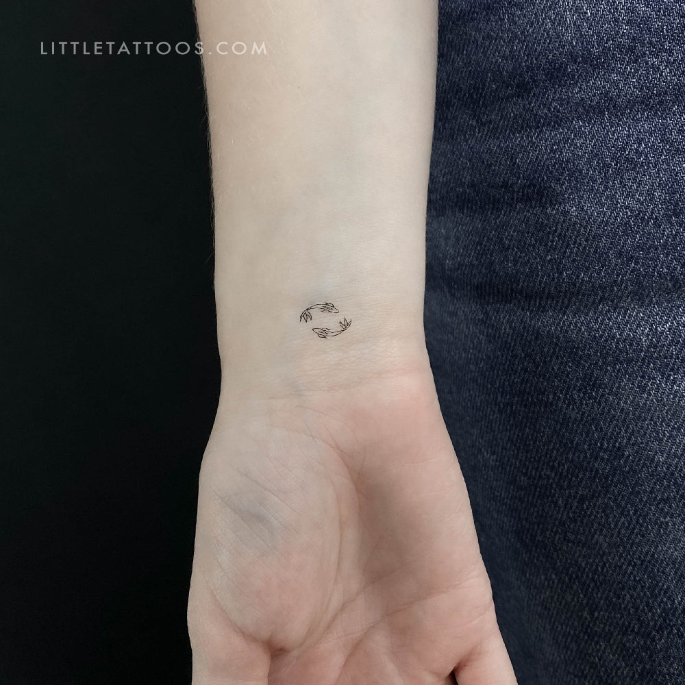Opposite Fish Couple Temporary Tattoo - Set of 3