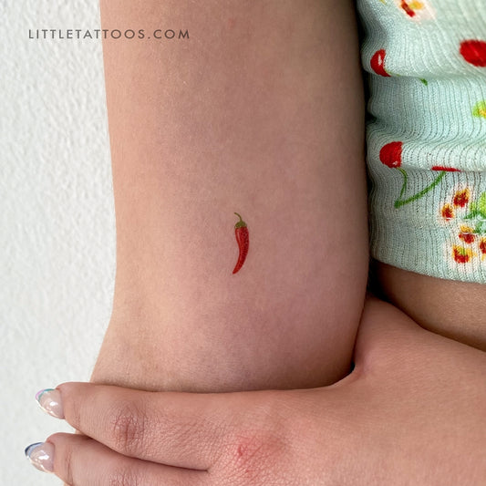 Red Chili Pepper Temporary Tattoo - Set of 3