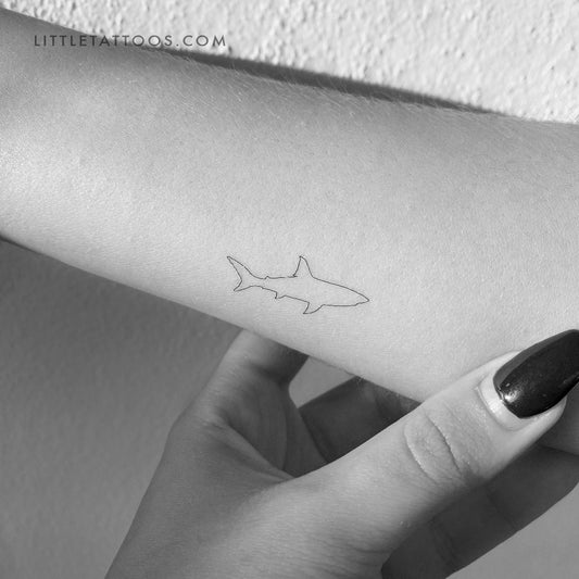 Fine Line Shark Temporary Tattoo - Set of 3