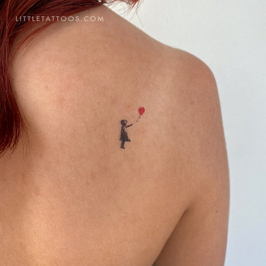 Tatuaje temporal pequeño de la chica del globo de Banksy (juego de 3)