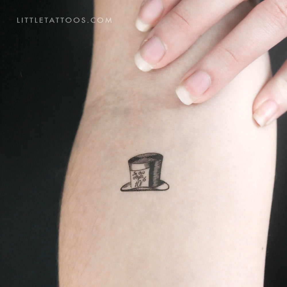 Tatuaje temporal del sombrero del Sombrerero Loco - Juego de 3