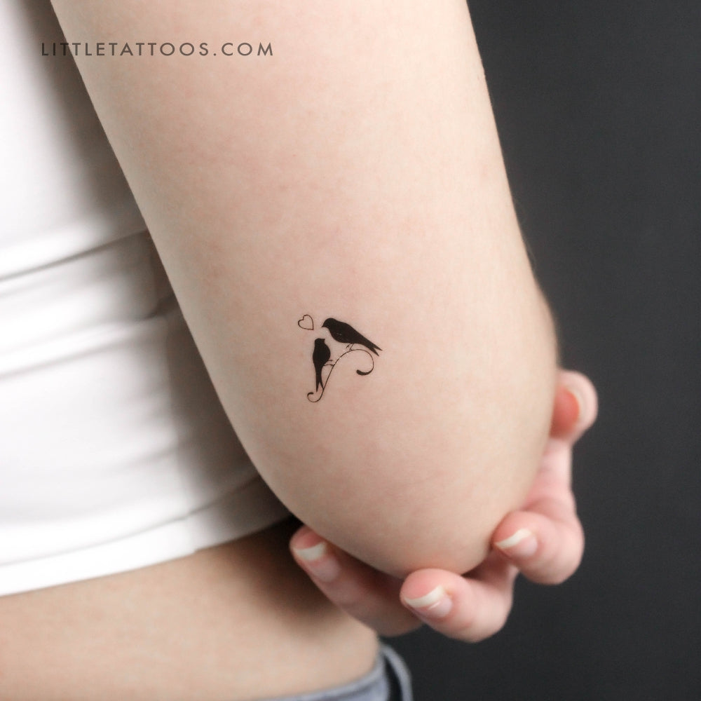 Tatuaje temporal de pájaros enamorados - Juego de 3