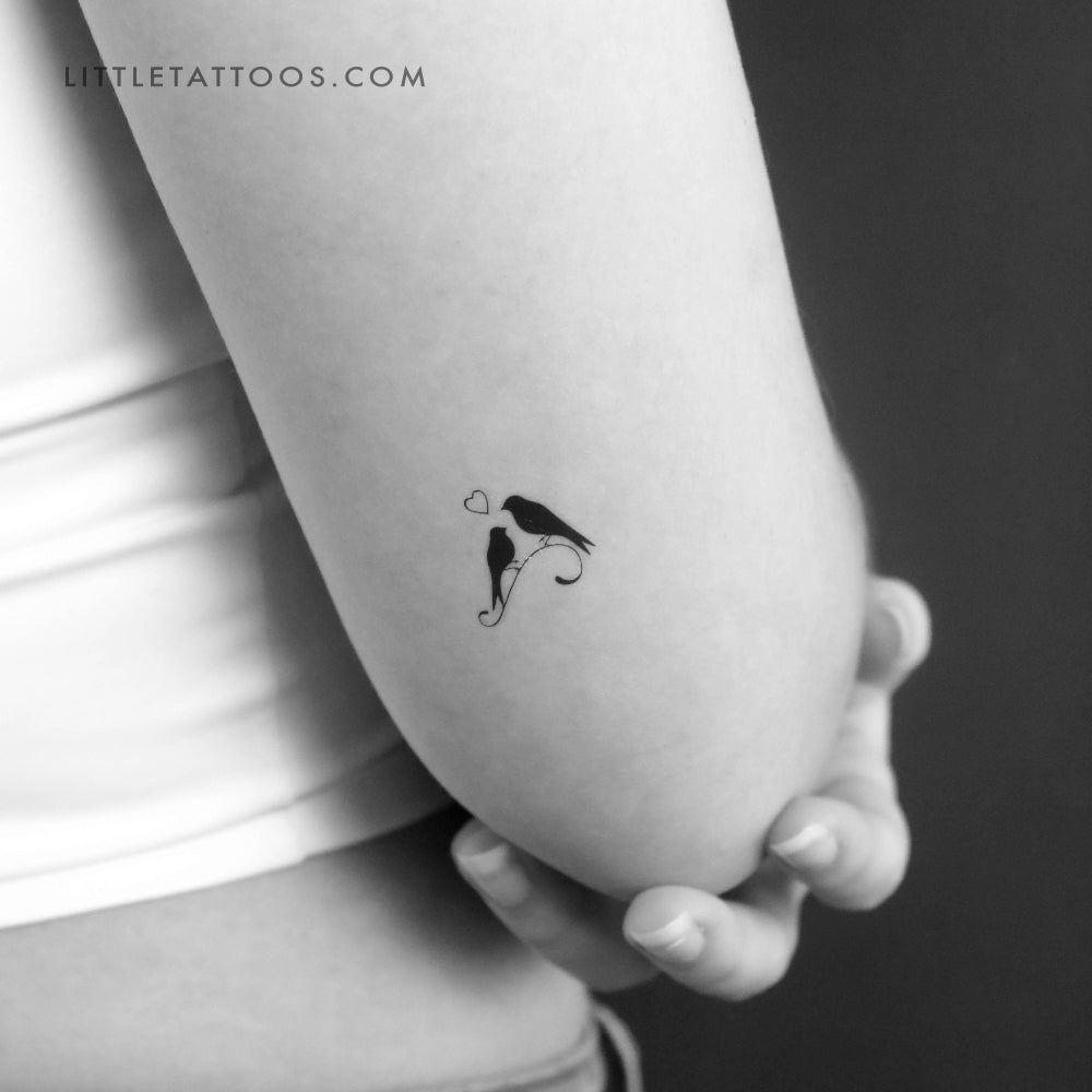 Tatuaje temporal de pájaros enamorados - Juego de 3