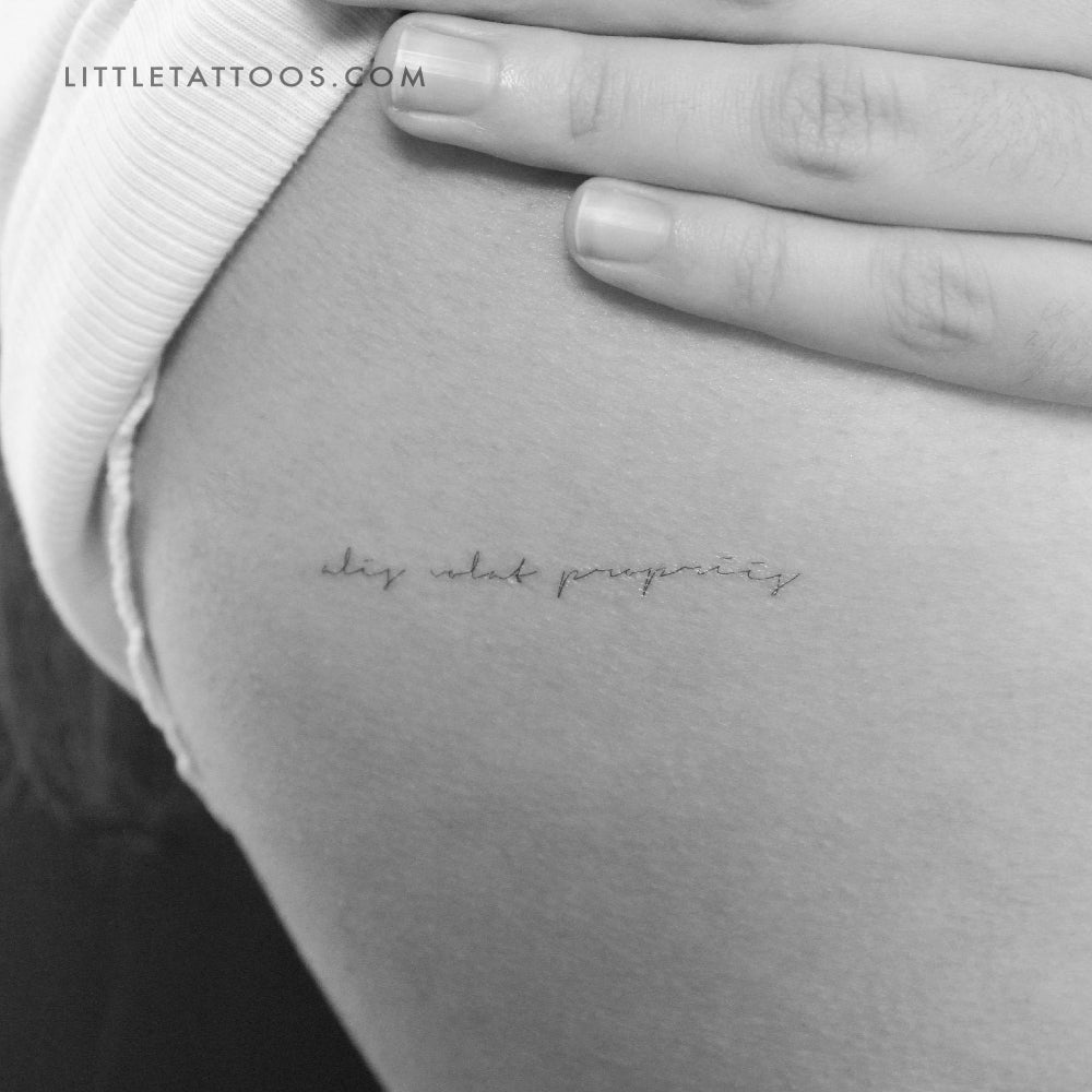 Tatuaje temporal de fuente manuscrita Alis Volat Propriis - Juego de 3