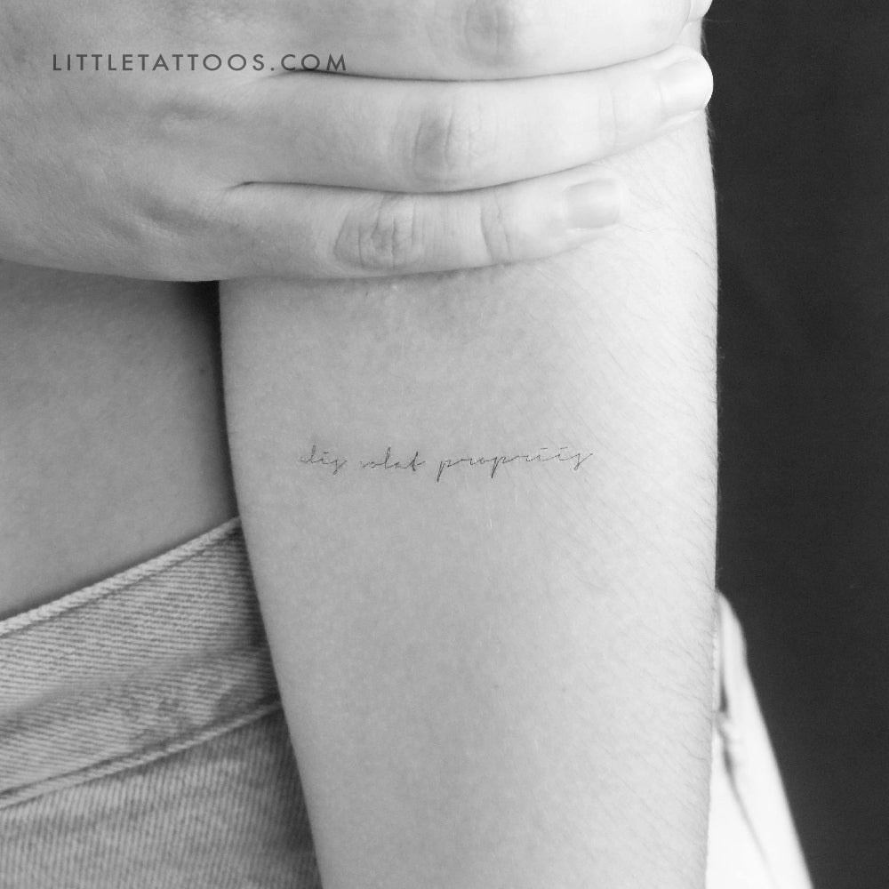 Tatuaje temporal de fuente manuscrita Alis Volat Propriis - Juego de 3