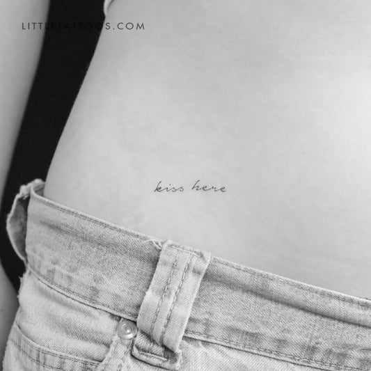 Handwritten Font Kiss Here Temporary Tattoo - Set of 3
