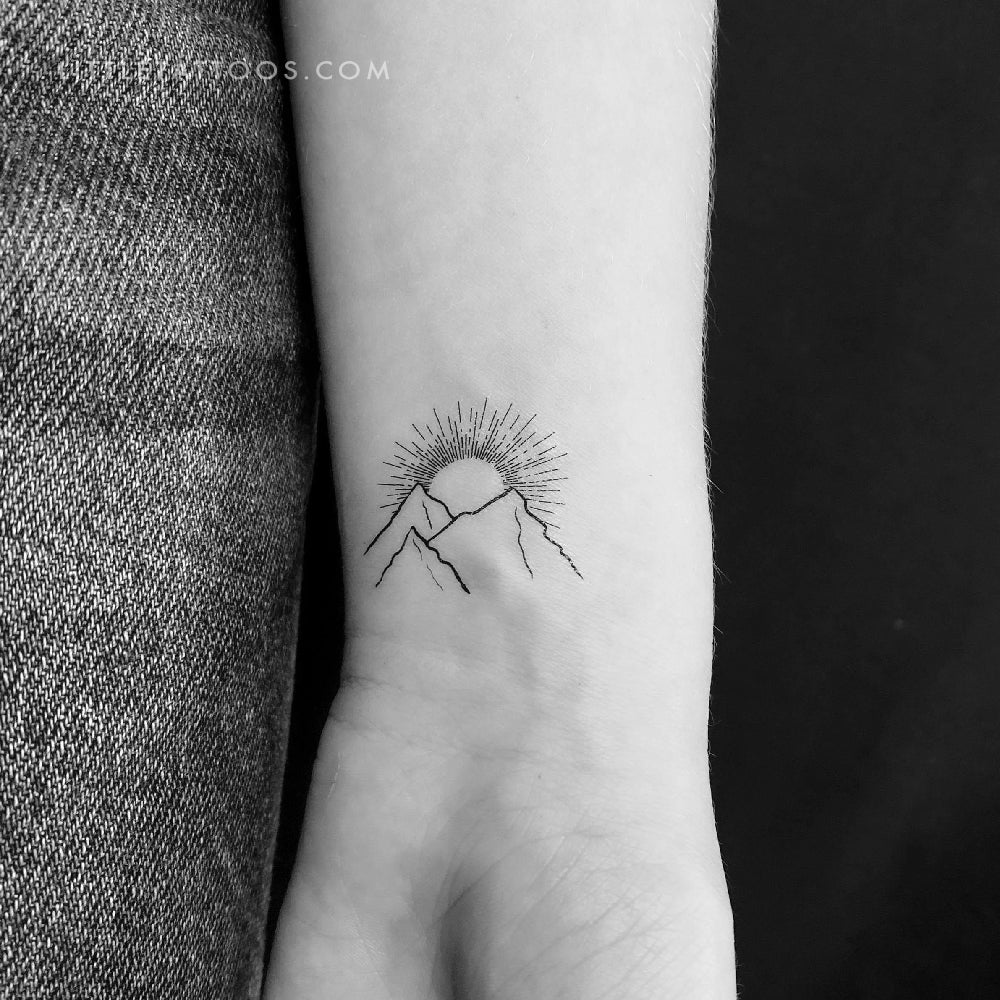 Mountain Sunrise Temporary Tattoo - Set of 3
