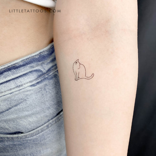 Tatuaje temporal de gato sentado - Juego de 3