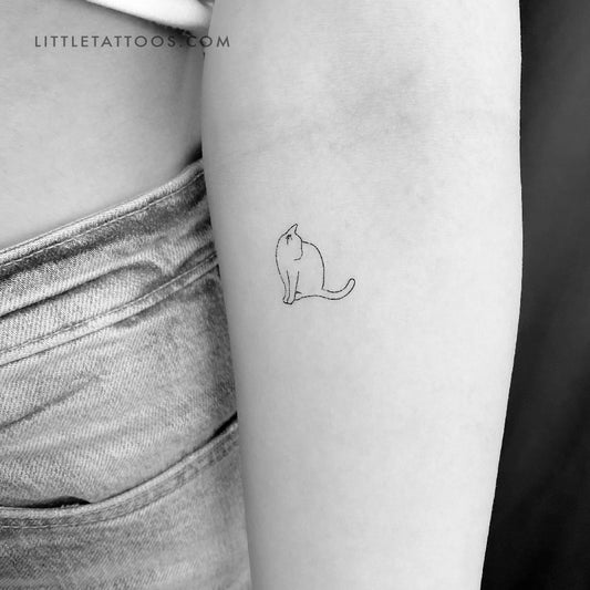 Tatuaje temporal de gato sentado - Juego de 3
