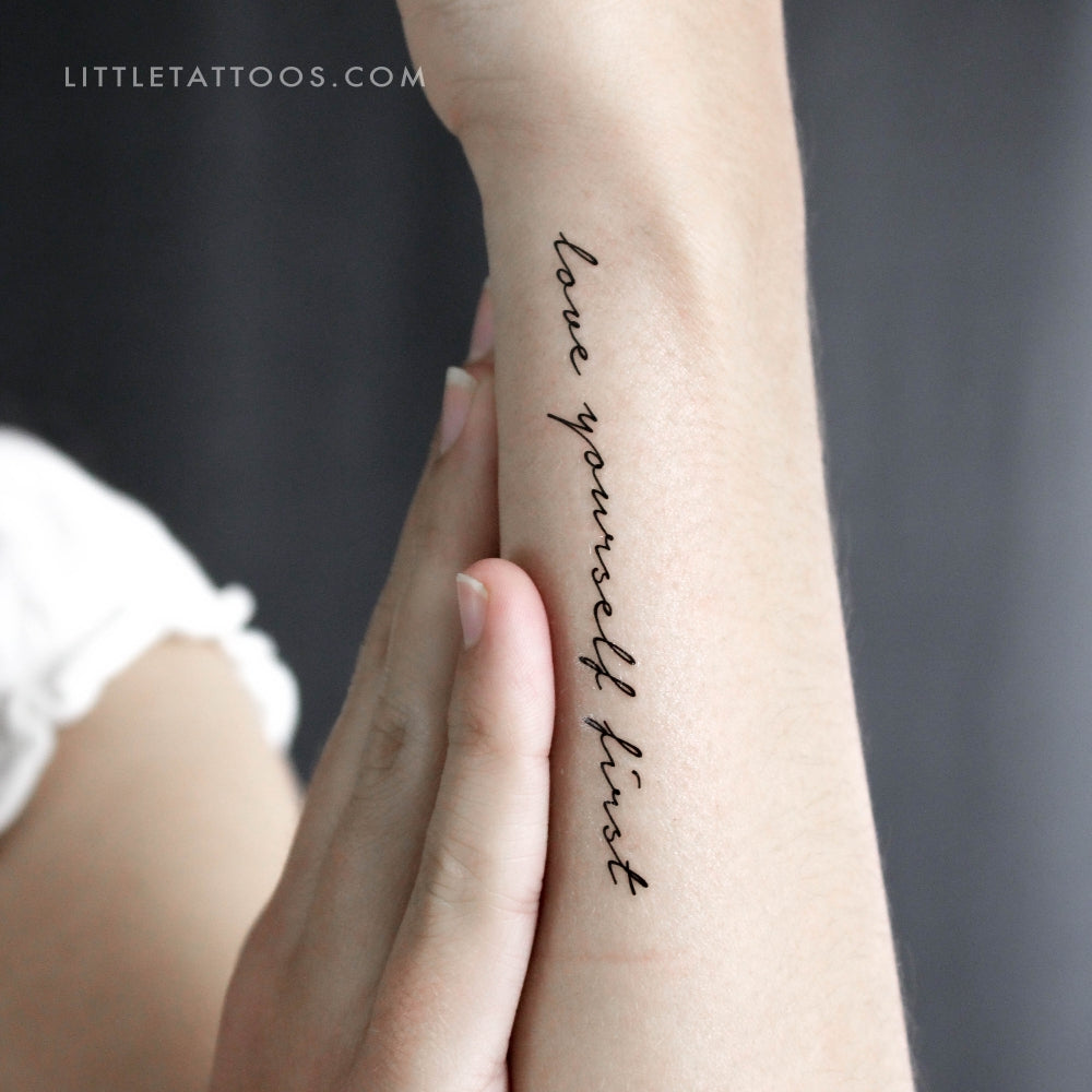 Tatuaje temporal "Ámate a ti mismo primero" - Juego de 3