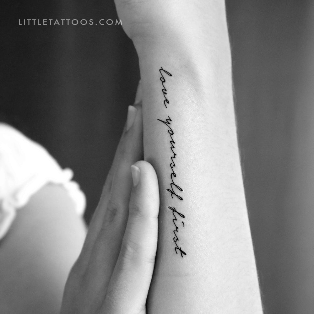 Tatuaje temporal "Ámate a ti mismo primero" - Juego de 3
