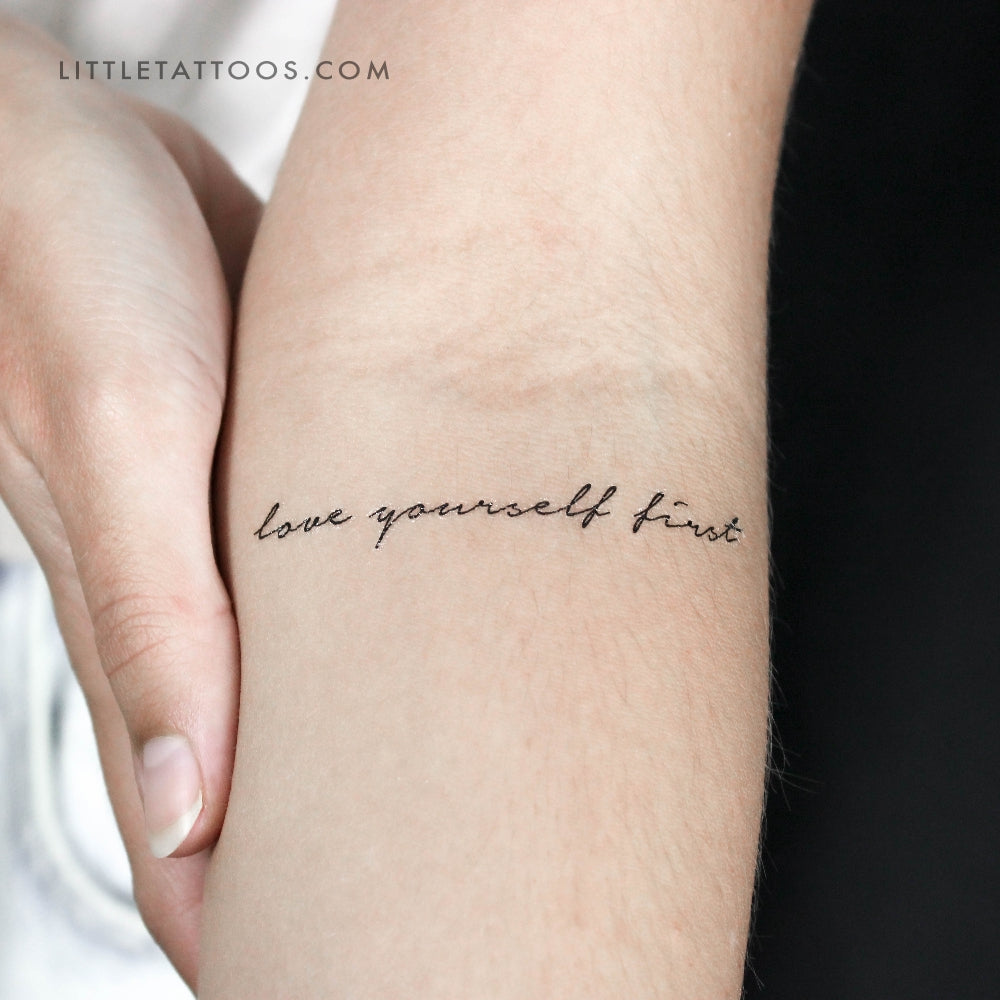 Tatuaje temporal "Ámate a ti mismo primero" - Juego de 3