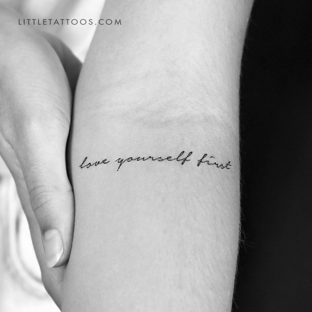 Tatuaje temporal "Ámate a ti mismo primero" - Juego de 3