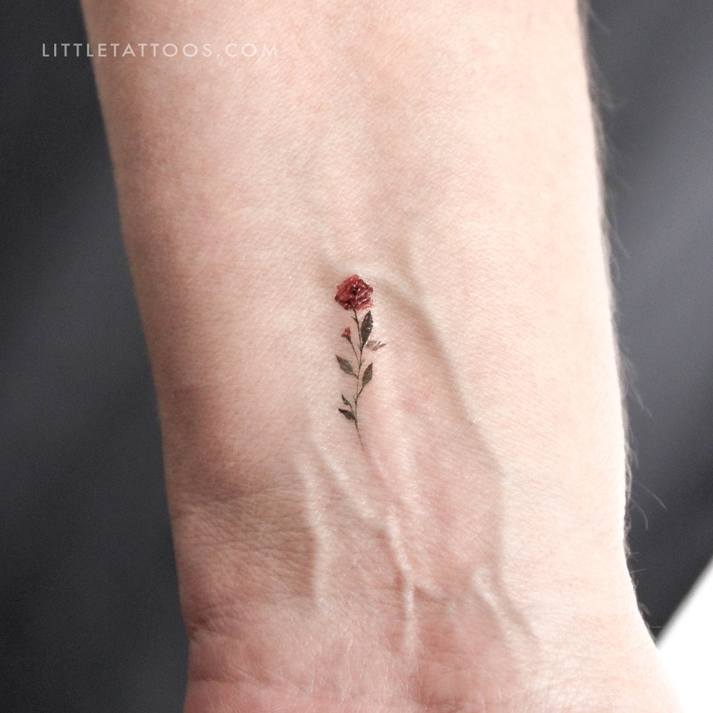 Tatuaje temporal de rosa roja de Lena - Juego de 3