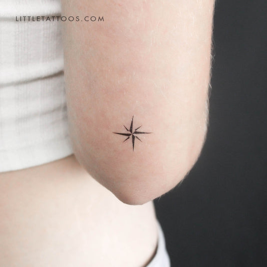 Tatuaje temporal de brújula minimalista pequeño (juego de 3)