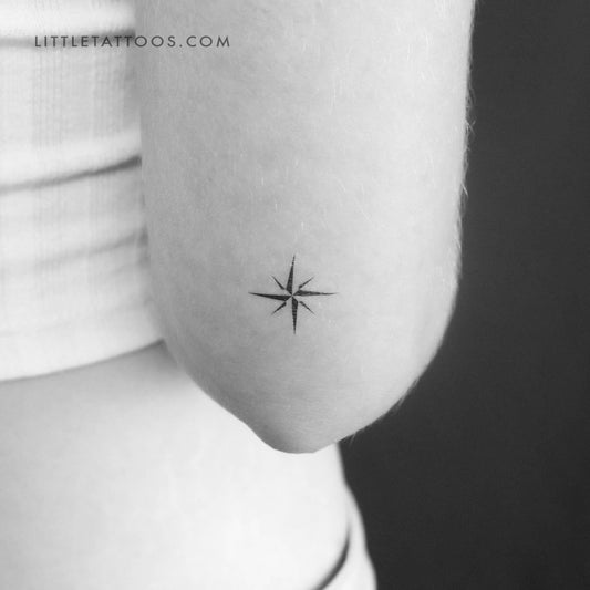 Tatuaje temporal de brújula minimalista pequeño (juego de 3)