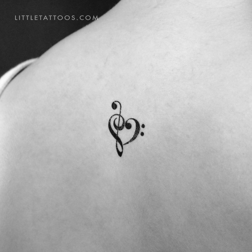 Tatuaje temporal de corazón musical - Juego de 3