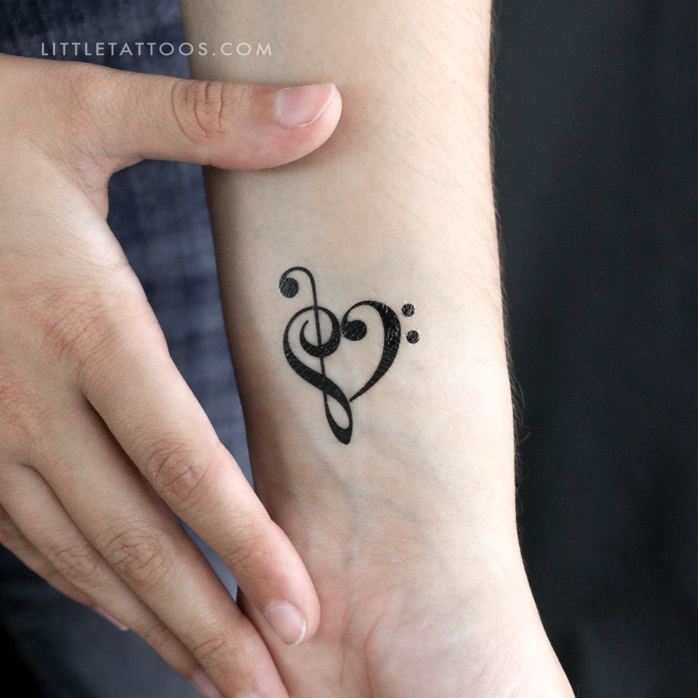 Tatuaje temporal de corazón musical - Juego de 3
