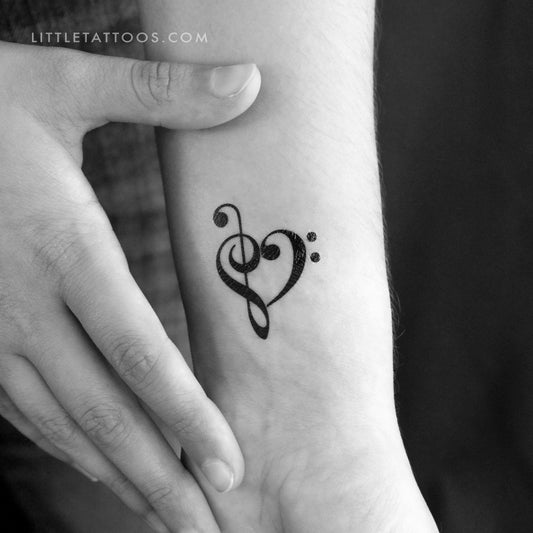 Tatuaje temporal de corazón musical - Juego de 3