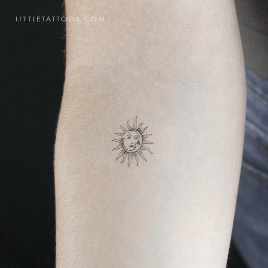 Tatuaje temporal de sol y luna (juego de 3)