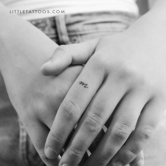 M Handwritten Letter Temporary Tattoo - Set of 3