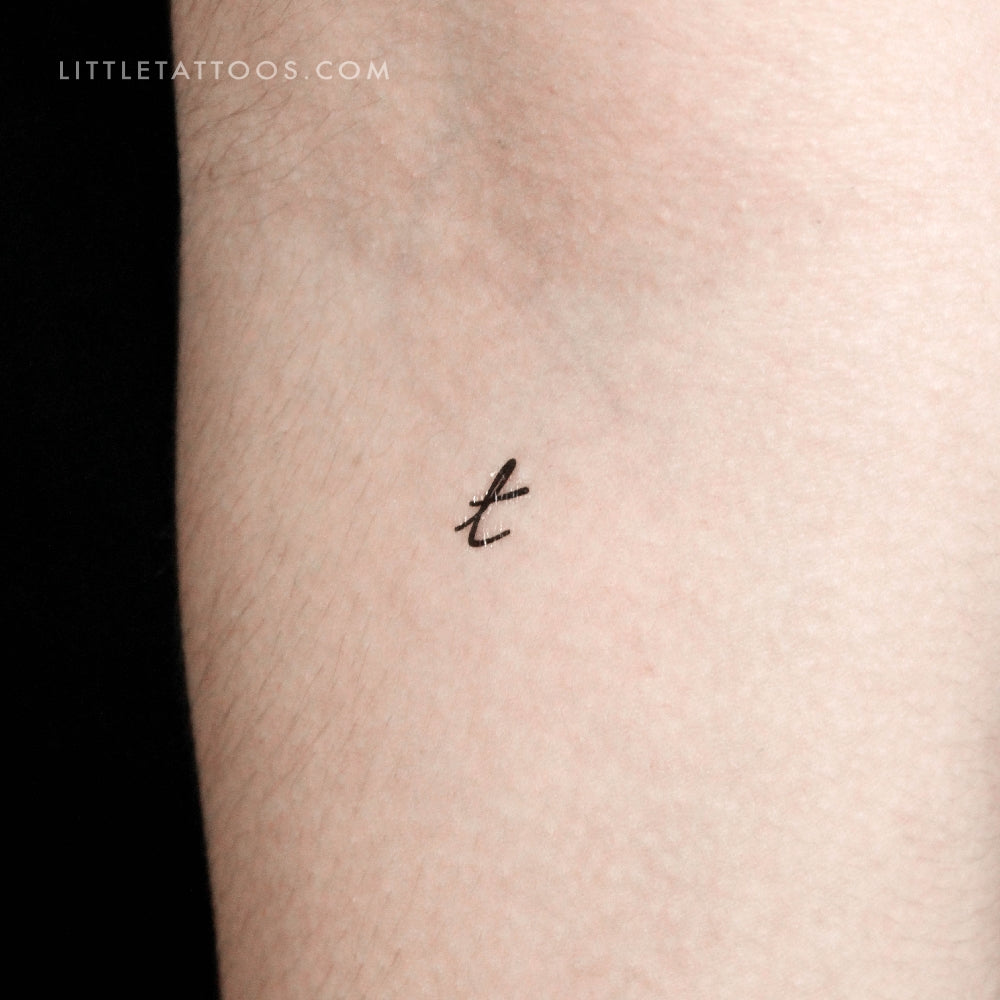T Handwritten Letter Temporary Tattoo - Set of 3