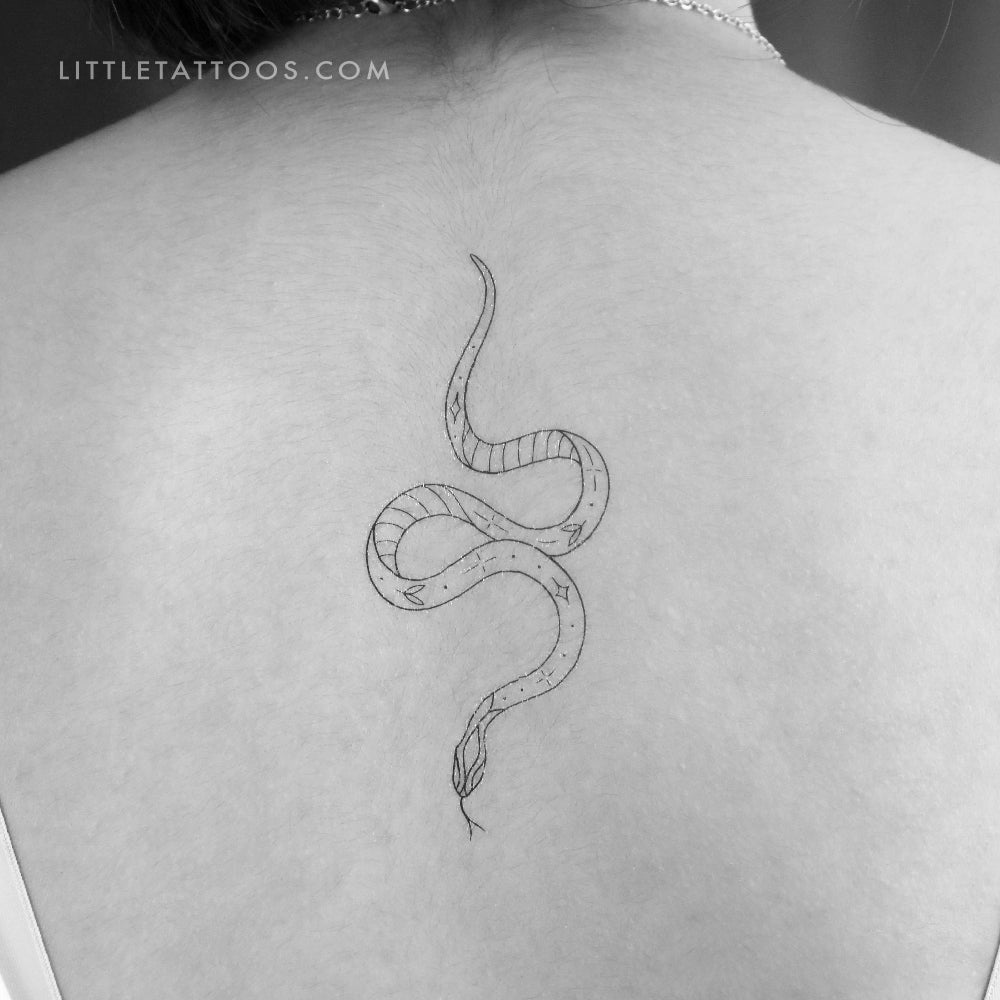 Fine Line Snake Temporary Tattoo by 1991.ink - Set of 3