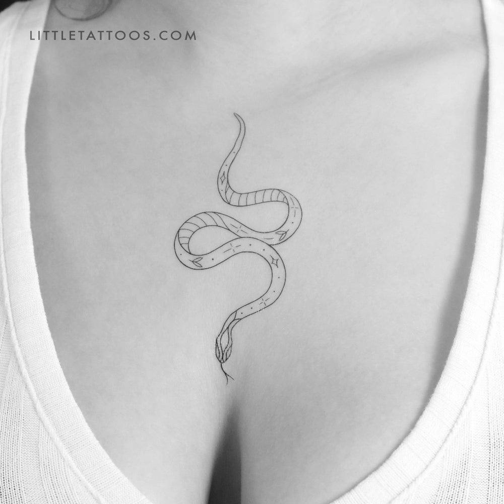 Fine Line Snake Temporary Tattoo by 1991.ink - Set of 3