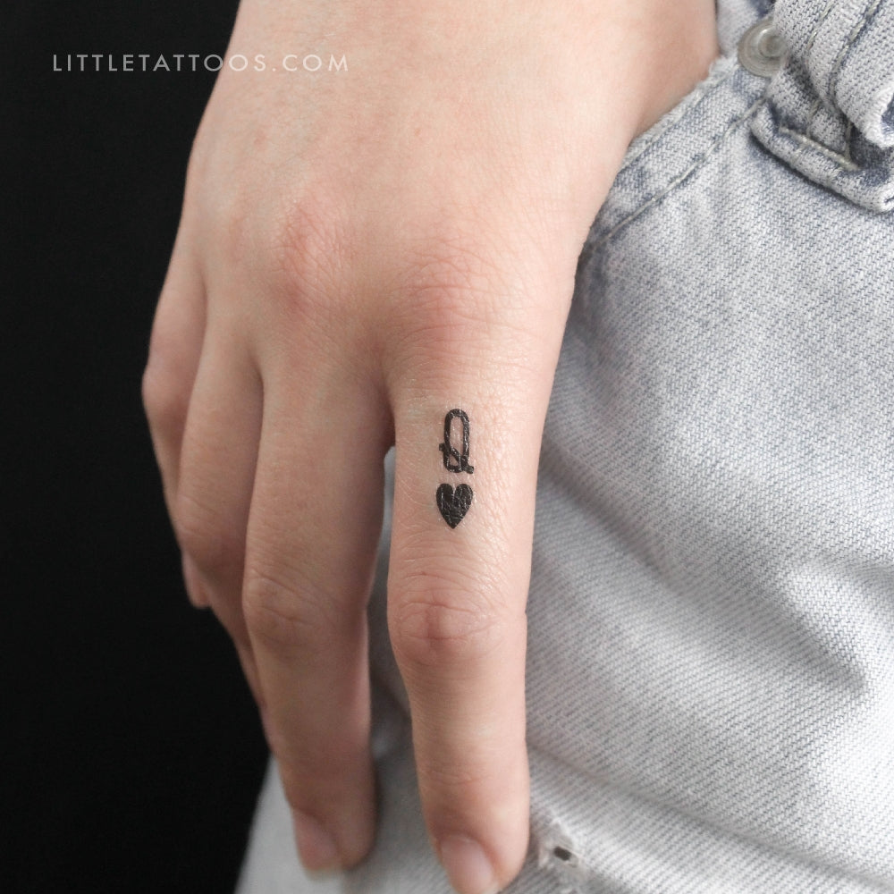 Tatuaje temporal pequeño de la Reina de Corazones negra (juego de 3)