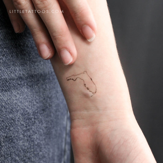 Florida Map Outline Temporary Tattoo - Set of 3