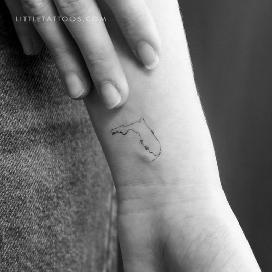 Florida Map Outline Temporary Tattoo - Set of 3
