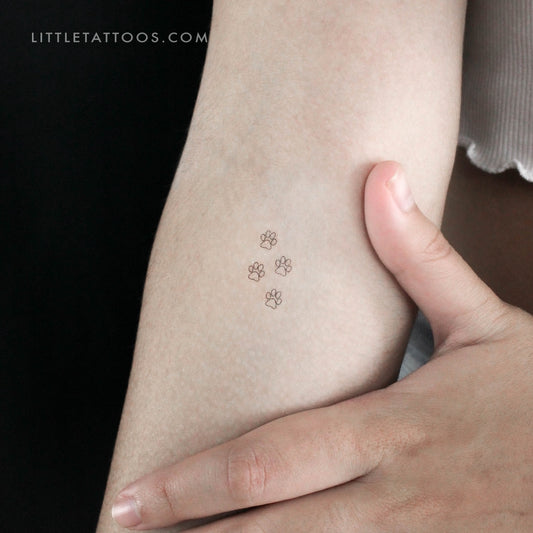 Paw Print Outlines Temporary Tattoo - Set of 3