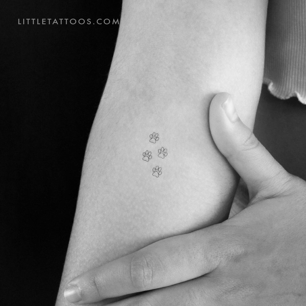 Paw Print Outlines Temporary Tattoo - Set of 3