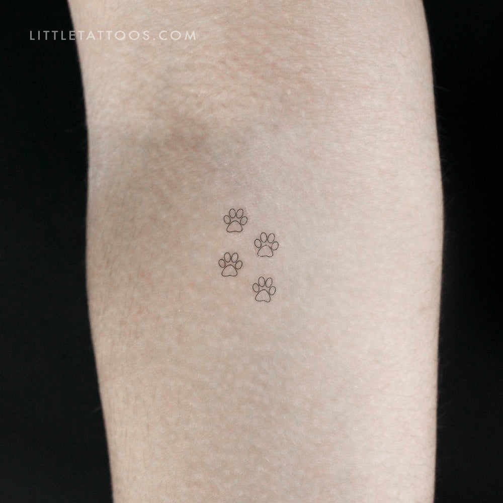 Paw Print Outlines Temporary Tattoo - Set of 3