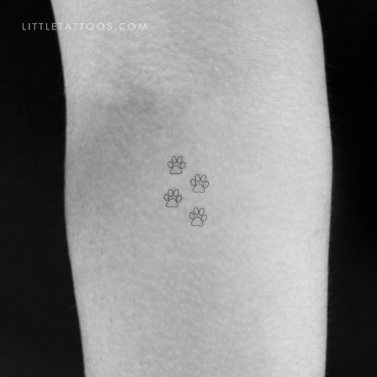 Paw Print Outlines Temporary Tattoo - Set of 3