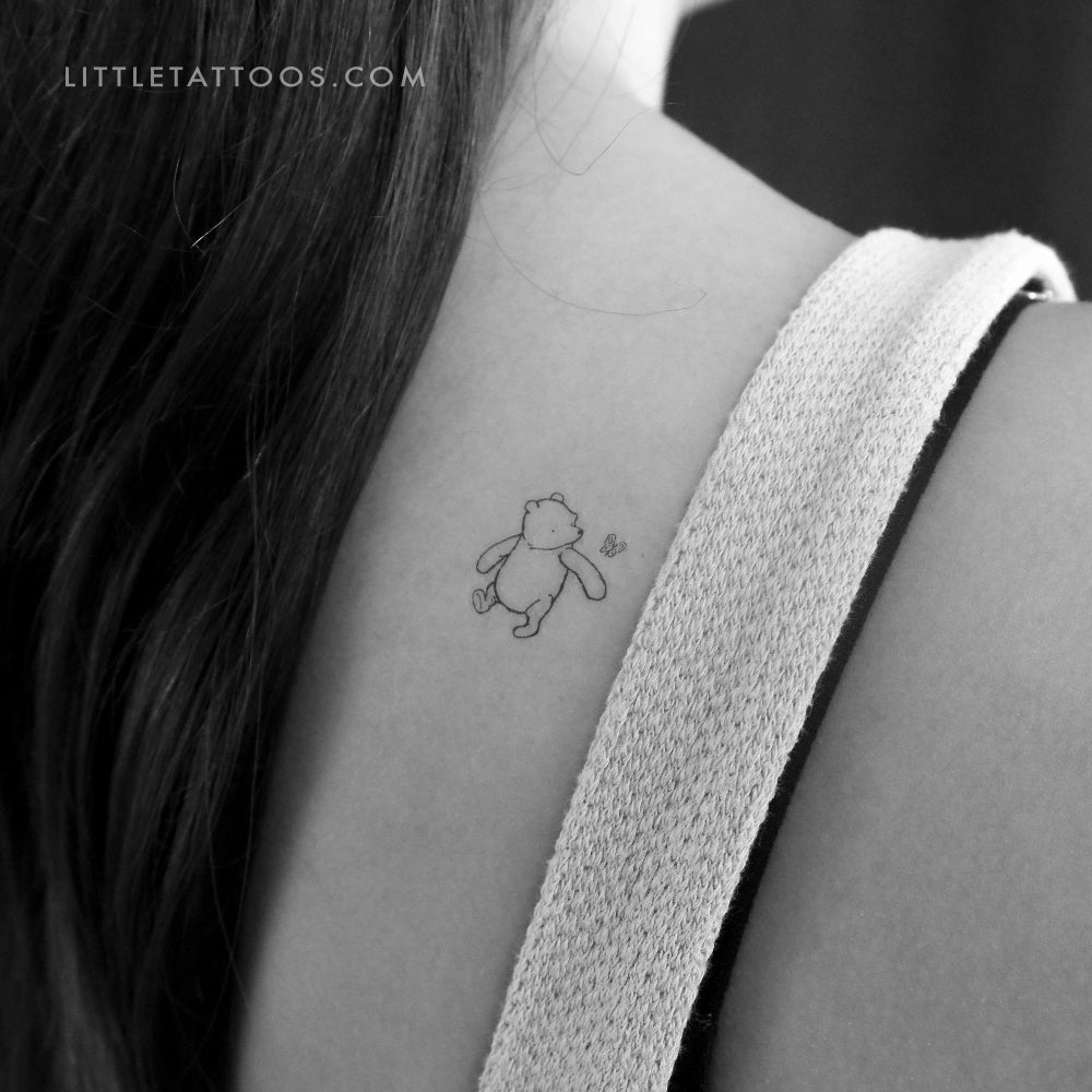 Classic Pooh Bear And Butterfly Temporary Tattoo - Set of 3