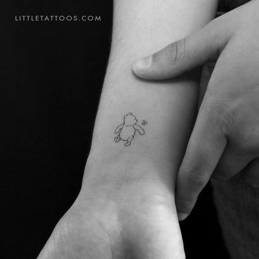 Tatuaje temporal clásico de Winnie the Pooh y mariposa (juego de 3)