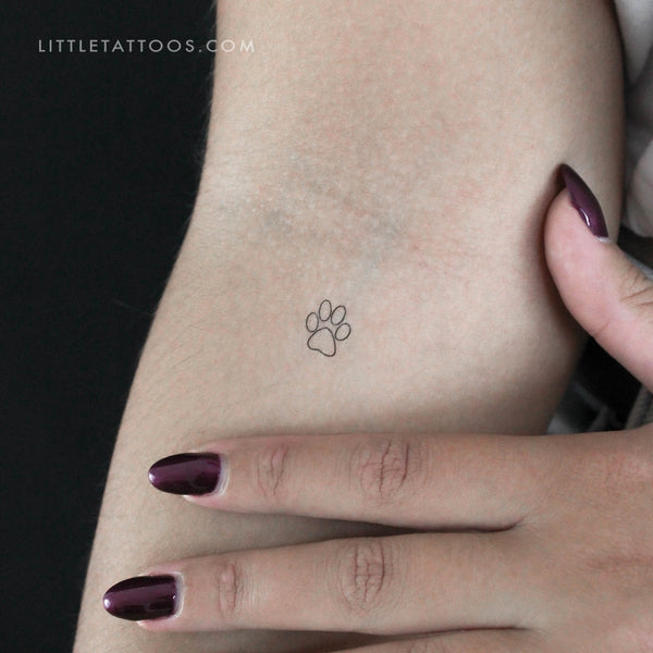 Little Paw Outline Temporary Tattoo - Set of 3