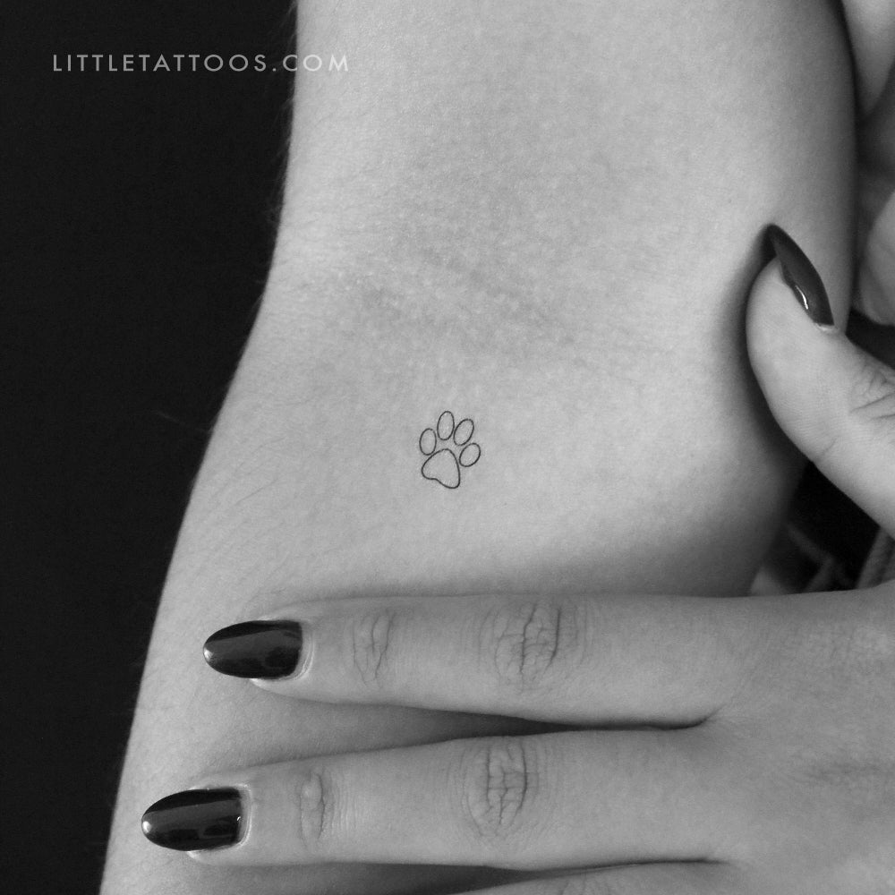 Little Paw Outline Temporary Tattoo - Set of 3