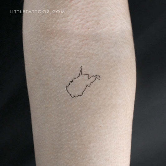 West Virginia Map Outline Temporary Tattoo - Set of 3