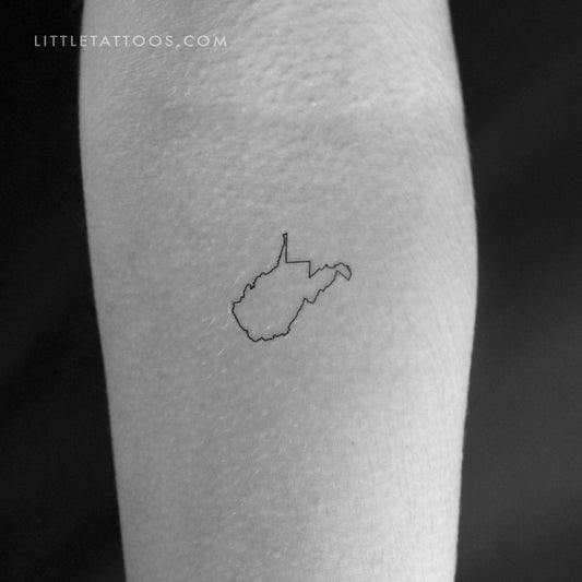 West Virginia Map Outline Temporary Tattoo - Set of 3