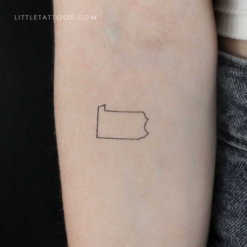 Pennsylvania Map Outline Temporary Tattoo - Set of 3